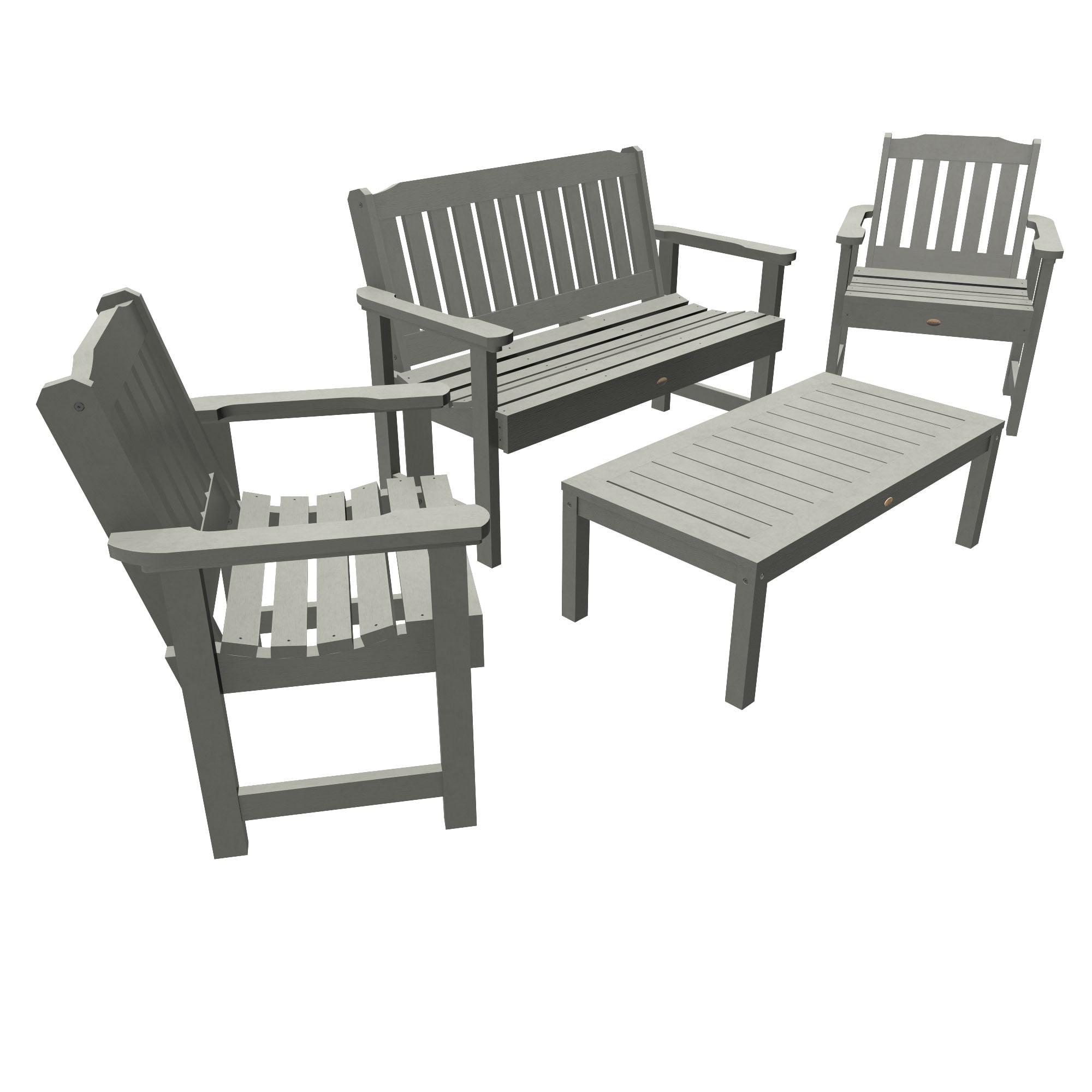 Lehigh Coastal Teak 4-Piece Recycled Plastic Outdoor Conversation Set