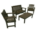 thumbnail image 1 of Highwood 4pc Lehigh Conversation Set - 4ft Bench, Two Garden Chairs and Conversation Table, Outdoor, Eco-friendly, Synthetic Wood, 1 of 9