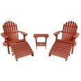 thumbnail image 1 of Highwood 5-pc Hamilton Adirondack Set with 2 Hamilton Adirondack Chairs, 2 Folding Ottomans, 1 Folding Side Table - Folding & Reclining, Outdoor, Eco-friendly, Synthetic Wood, 1 of 9