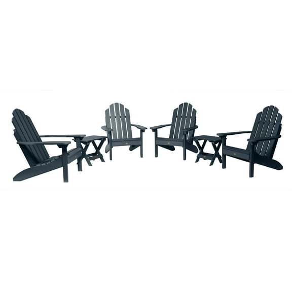 Highwood 6-pc Classic Westport Adirondack Set with 4 Classic Westport Adirondack Chairs and 2 Folding Side Tables - Outdoor, Eco-friendly, Synthetic Wood