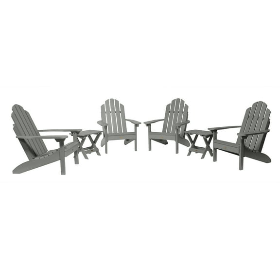 Highwood 6-pc Classic Westport Adirondack Set with 4 Classic Westport Adirondack Chairs and 2 Folding Side Tables - Outdoor, Eco-friendly, Synthetic Wood