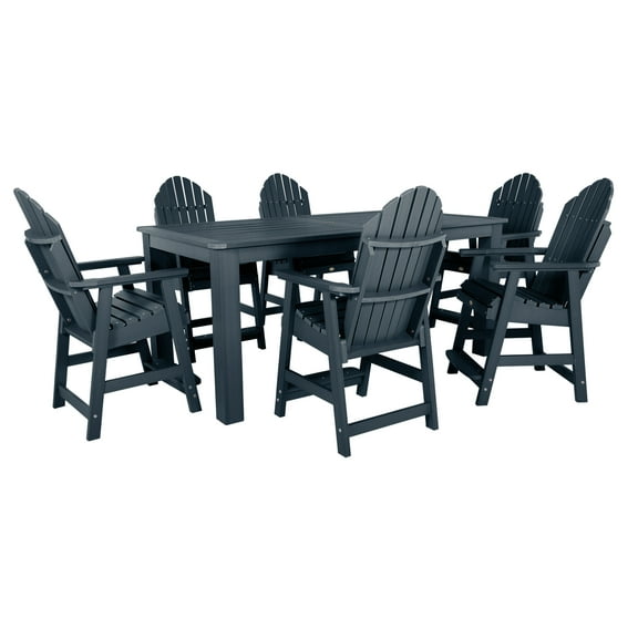 Highwood 7-pc Hamilton Dining Set - 42" x 84" Rectangle Table, Counter Height, Outdoor, Eco-friendly, Synthetic Wood