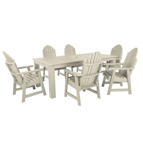 Highwood 7-pc Hamilton Dining Set - 42" x 84" Rectangle Table, Dining Height, Outdoor, Eco-friendly, Synthetic Wood