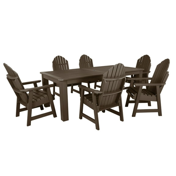 Highwood 7-pc Hamilton Dining Set - 42" x 84" Rectangle Table, Dining Height, Outdoor, Eco-friendly, Synthetic Wood