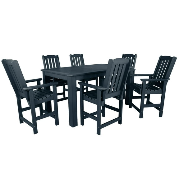 Highwood 7-pc Lehigh Dining Set - 42" x 72" Rectangle Table, Counter Height, Outdoor, Eco-friendly, Synthetic Wood