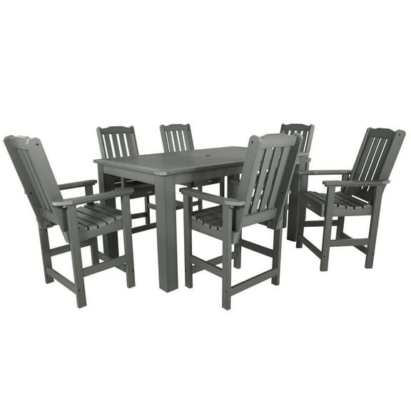 Highwood 7-pc Lehigh Dining Set - 42" x 72" Rectangle Table, Counter Height, Outdoor, Eco-friendly, Synthetic Wood