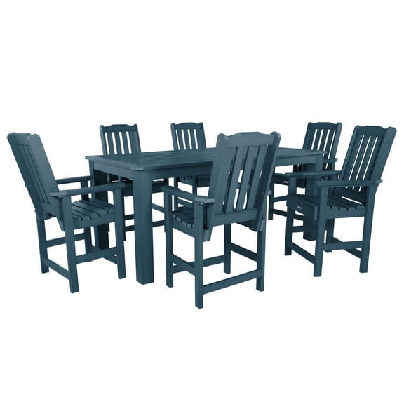 Highwood 7-pc Lehigh Dining Set - 42" x 84" Rectangle Table, Counter Height, Outdoor, Eco-friendly, Synthetic Wood