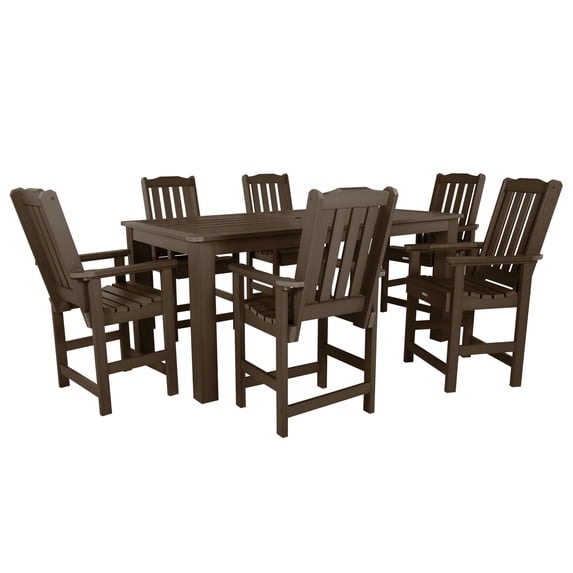 Highwood 7-pc Lehigh Dining Set - 42" x 84" Rectangle Table, Counter Height, Outdoor, Eco-friendly, Synthetic Wood