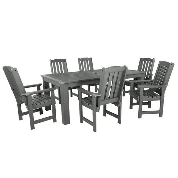 Highwood 7-pc Lehigh Dining Set - 42" x 84" Rectangle Table, Dining Height, Outdoor, Eco-friendly, Synthetic Wood