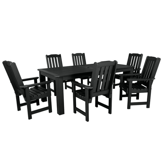 Highwood 7-pc Lehigh Dining Set - 42" x 84" Rectangle Table, Dining Height, Outdoor, Eco-friendly, Synthetic Wood