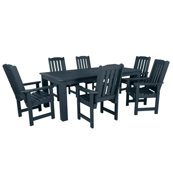 Highwood 7-pc Lehigh Dining Set - 42" x 84" Rectangle Table, Dining Height, Outdoor, Eco-friendly, Synthetic Wood