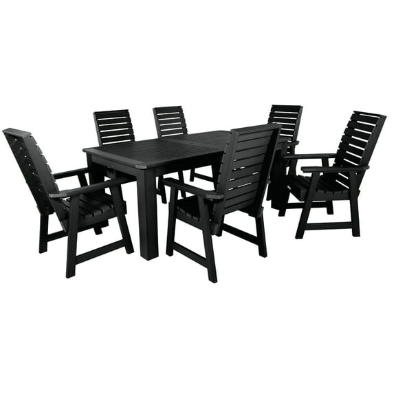 Highwood 7-pc Weatherly Dining Set - 42" x 72" Rectangle Table, Dining Height, Outdoor, Eco-friendly, Synthetic Wood