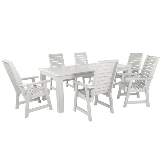 Highwood 7-pc Weatherly Dining Set - 42" x 84" Rectangle Table, Dining Height, Outdoor, Eco-friendly, Synthetic Wood