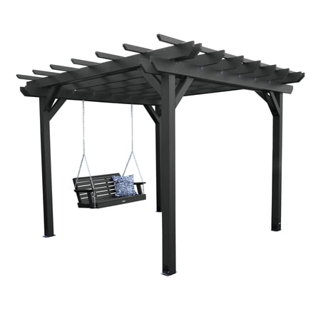 Highwood Bodhi 10' x 12' Pergola Set with 5ft Weatherly Porch Swing - Outdoor, Eco-friendly, Synthetic Wood