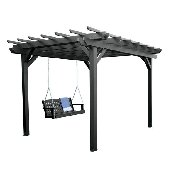 Highwood Bodhi 12' x 12' Pergola Set with 5ft Lehigh Porch Swing - Outdoor, Eco-friendly, Synthetic Wood
