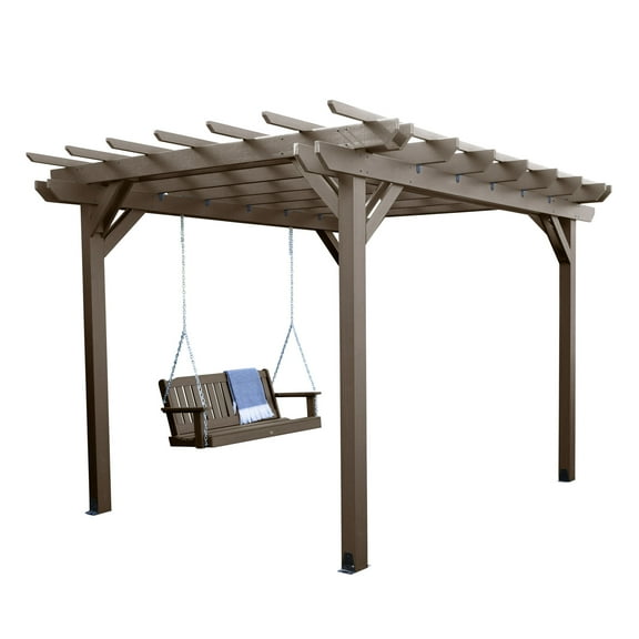 Highwood Bodhi 12' x 12' Pergola Set with 5ft Lehigh Porch Swing - Outdoor, Eco-friendly, Synthetic Wood