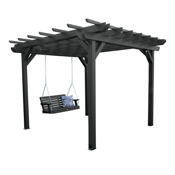 Highwood Bodhi 12' x 12' Pergola Set with 5ft Weatherly Porch Swing - Outdoor, Eco-friendly, Synthetic Wood