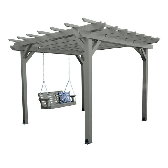 Highwood Bodhi 12' x 12' Pergola Set with 5ft Weatherly Porch Swing - Outdoor, Eco-friendly, Synthetic Wood