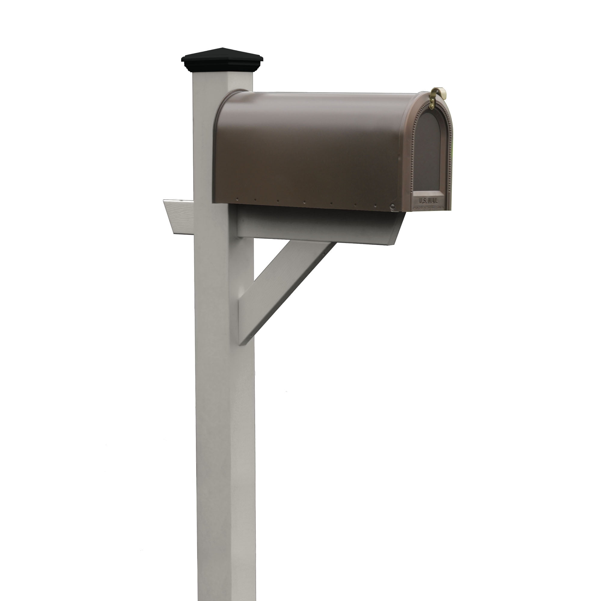 Harbor Gray Steel Mailbox Post with Shelf, 58.7" Height