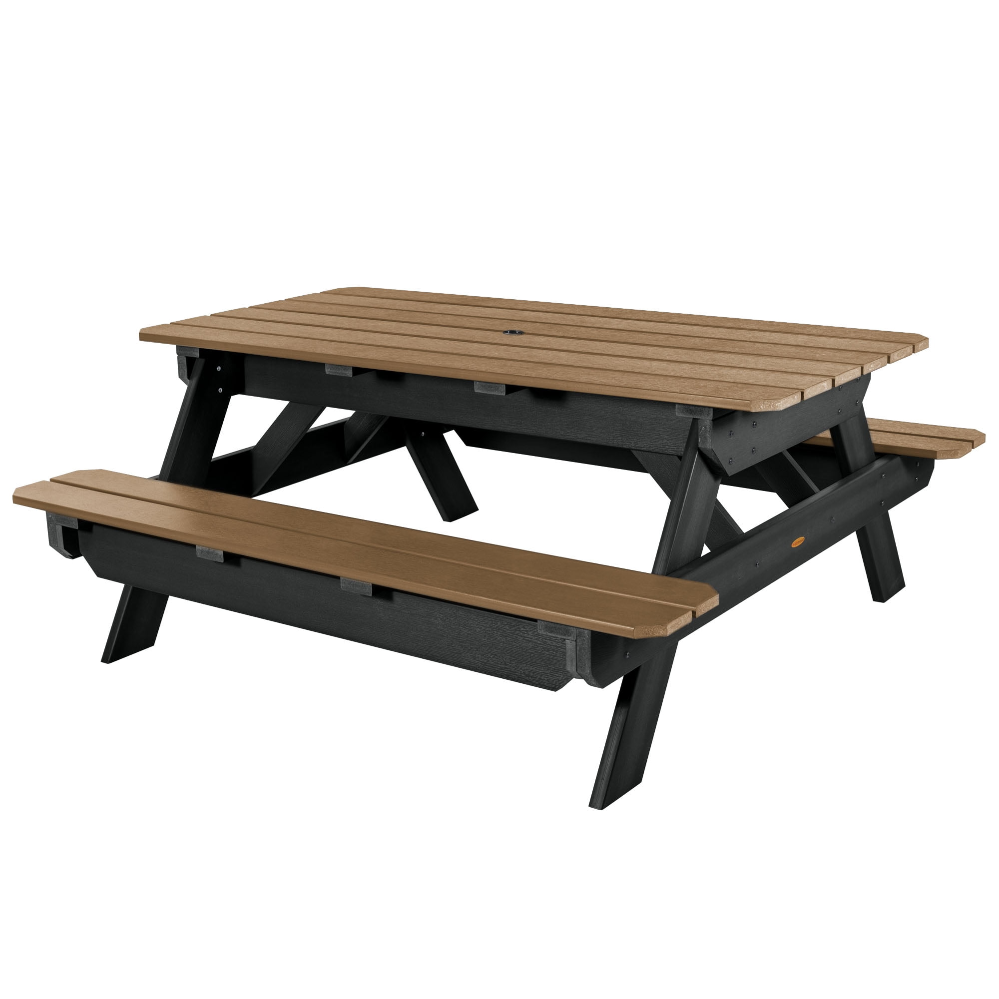 Saddle Brown and Black Eco-Friendly Synthetic Wood Picnic Table