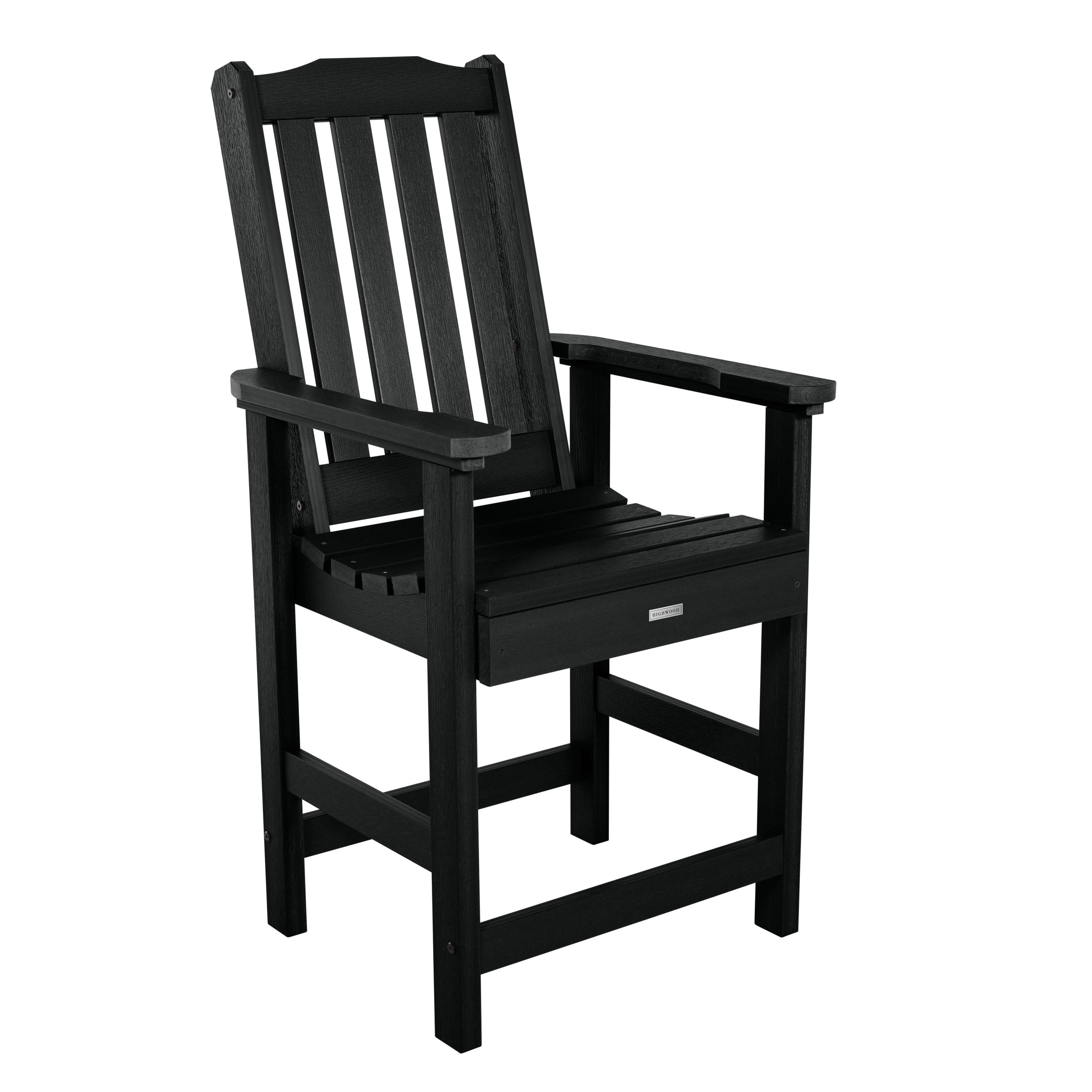 Elegant Lehigh Black Poly Resin Outdoor Counter Height Armchair