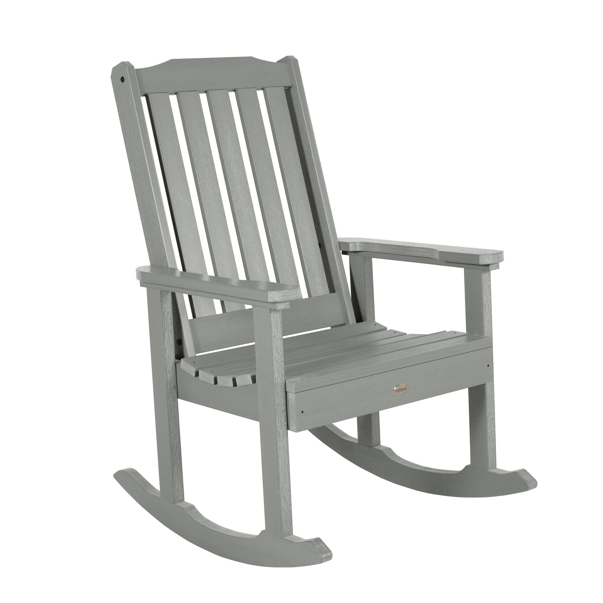 Coastal Teak Gray Outdoor Rocking Chair with Arms