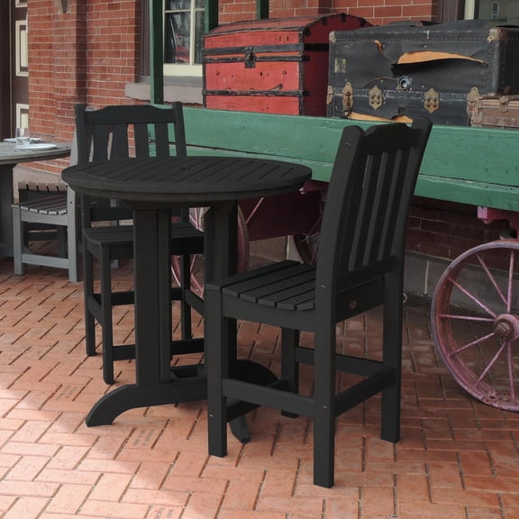 Highwood Furniture Lehigh 3pc Round Counter Dining Set-Finish:Black,Shape:Round