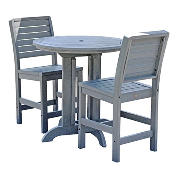 Highwood's 36" Round 3-pc Weatherly Dining Set - Counter Height, Outdoor, Eco-friendly, Synthetic Wood