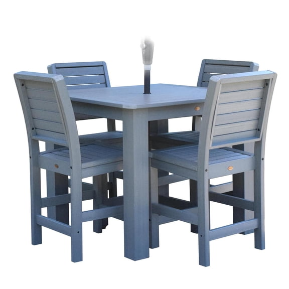 Highwood's 42" x 42" Square 5-pc Weatherly Dining Set - Counter Height, Outdoor, Eco-friendly, Synthetic Wood