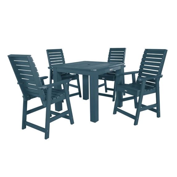 Highwood's 42" x 42" Square 5-pc Weatherly Dining Set - Counter Height, Outdoor, Eco-friendly, Synthetic Wood