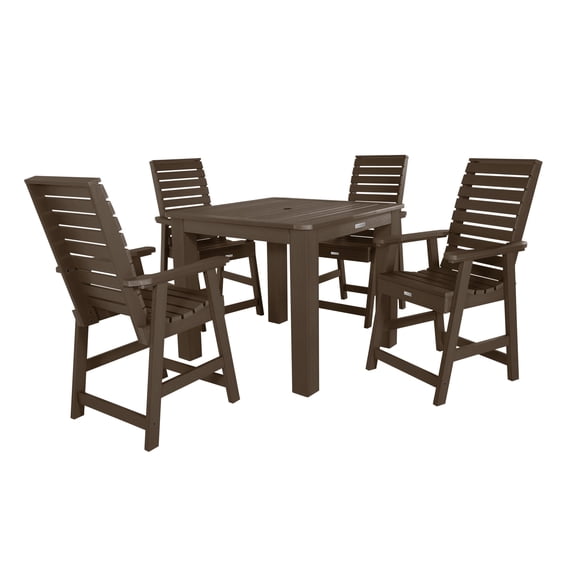 Highwood's 42" x 42" Square 5-pc Weatherly Dining Set - Counter Height, Outdoor, Eco-friendly, Synthetic Wood