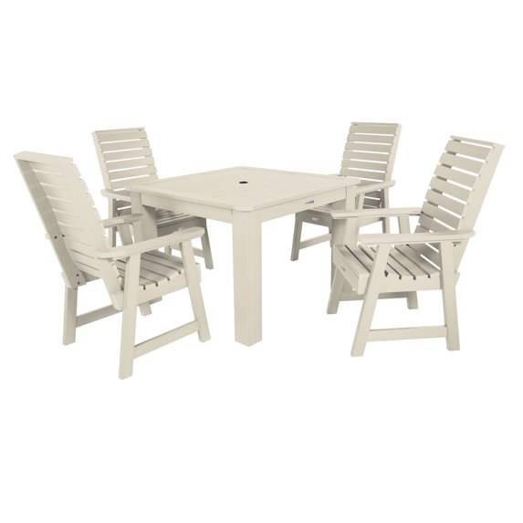 Highwood's 42" x 42" Square 5-pc Weatherly Dining Set - Dining Height, Outdoor, Eco-friendly, Synthetic Wood
