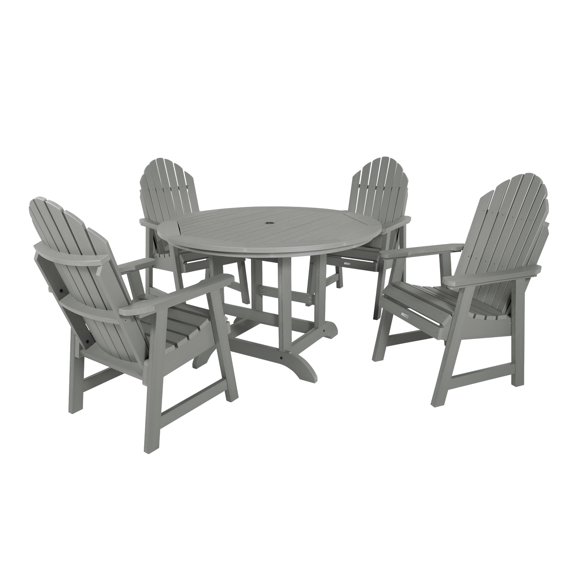 highwood Hamilton 5-piece Outdoor Dining Set - 48" Round Table, Dining-height Coastal Teak