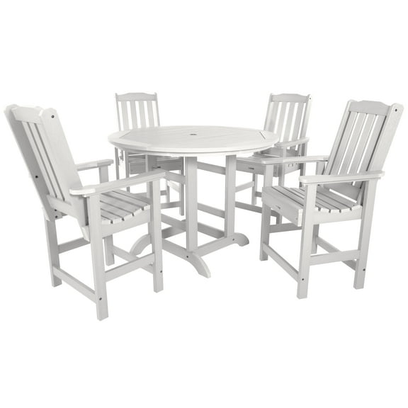 Highwood's 48" Round 5-pc Lehigh Dining Set - Counter Height, Outdoor, Eco-friendly, Synthetic Wood