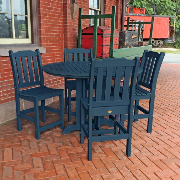 Highwood Furniture Lehigh 5pc Round Counter Dining Set-Finish:Nantucket Blue,Shape:Round