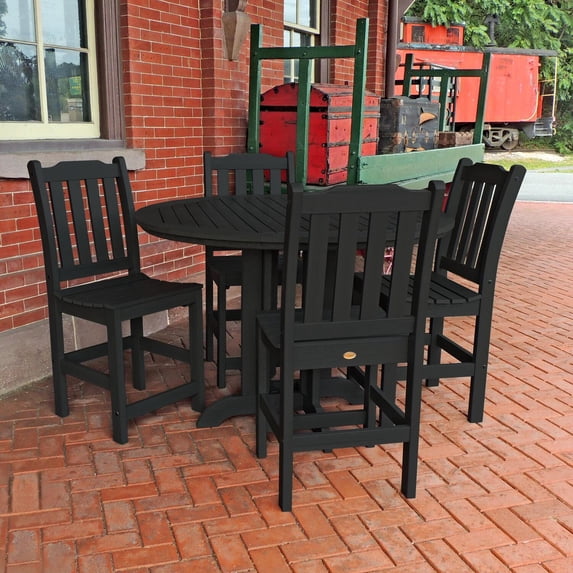Highwood Furniture Lehigh 5pc Round Counter Dining Set-Finish:Black,Shape:Round