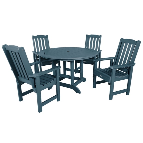 Highwood's 48" Round 5-pc Lehigh Dining Set - Dining Height, Outdoor, Eco-friendly, Synthetic Wood