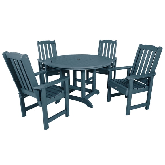 Highwood's 48" Round 5-pc Lehigh Dining Set - Dining Height, Outdoor, Eco-friendly, Synthetic Wood