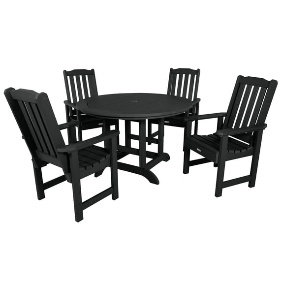 Highwood's 48" Round 5-pc Lehigh Dining Set - Dining Height, Outdoor, Eco-friendly, Synthetic Wood