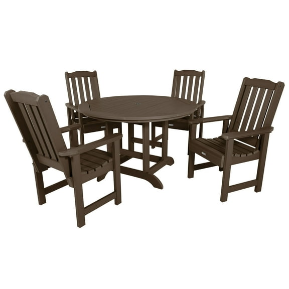 Highwood's 48" Round 5-pc Lehigh Dining Set - Dining Height, Outdoor, Eco-friendly, Synthetic Wood