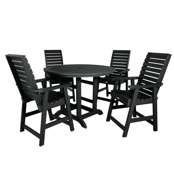 Highwood's 48" Round 5-pc Weatherly Dining Set - Counter Height, Outdoor, Eco-friendly, Synthetic Wood