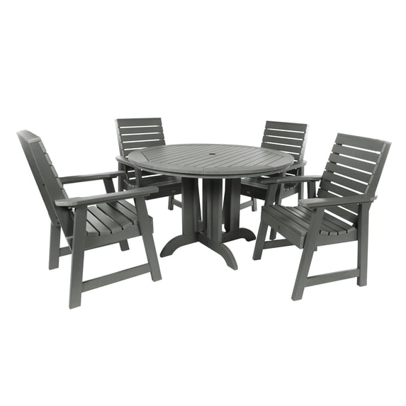 highwood® Eco-Friendly Recycled Plastic Weatherly 5pc Round Dining Set
