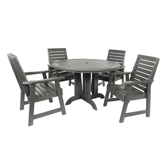 highwood® Eco-Friendly Recycled Plastic Weatherly 5pc Round Dining Set