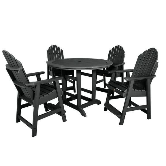 Highwood's 48" Round 5-pc Hamilton Dining Set - Counter Height, Outdoor, Eco-friendly, Synthetic Wood