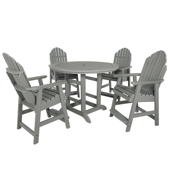 Highwood's 48" Round 5-pc Hamilton Dining Set - Counter Height, Outdoor, Eco-friendly, Synthetic Wood