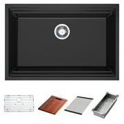 Higold 935022 Black Quartz 30 Inch Undermount Single Bowl Sink