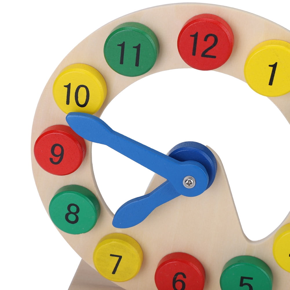Higoodz Clock Toy, Kids Clock Toy, Wooden Learn Shapes, Color, Numbers