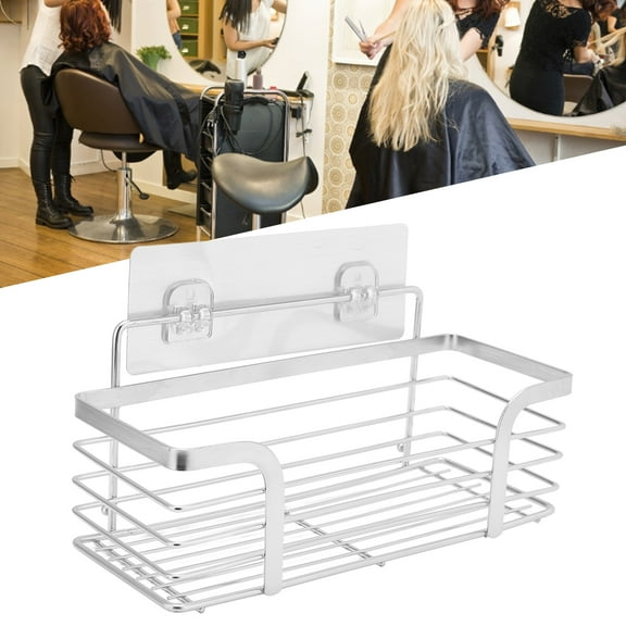 Higoodz Hair Dryer Holder Stainless Steel Wall Mounted Bathroom Storage Rack Shelf for Shampoo Lotion