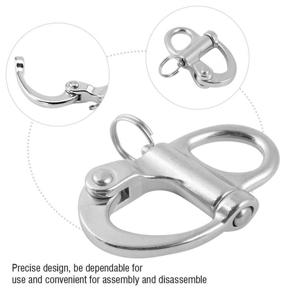 Higoodz Marine Boat Rigging Stainless Steel Fixed Snap Shackle Quick Release with Round, Marine Snap Shackle, Snap Shackle