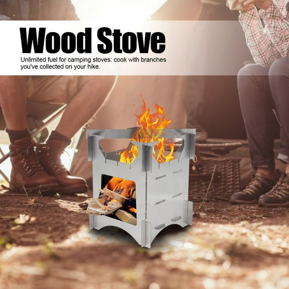 Higoodz Wood Stove,Camping Wood Stove,Portable Stainless Steel Folding Wood Burning Stove Mini Cooker for Outdoor Camping Travel Hiking Picnic